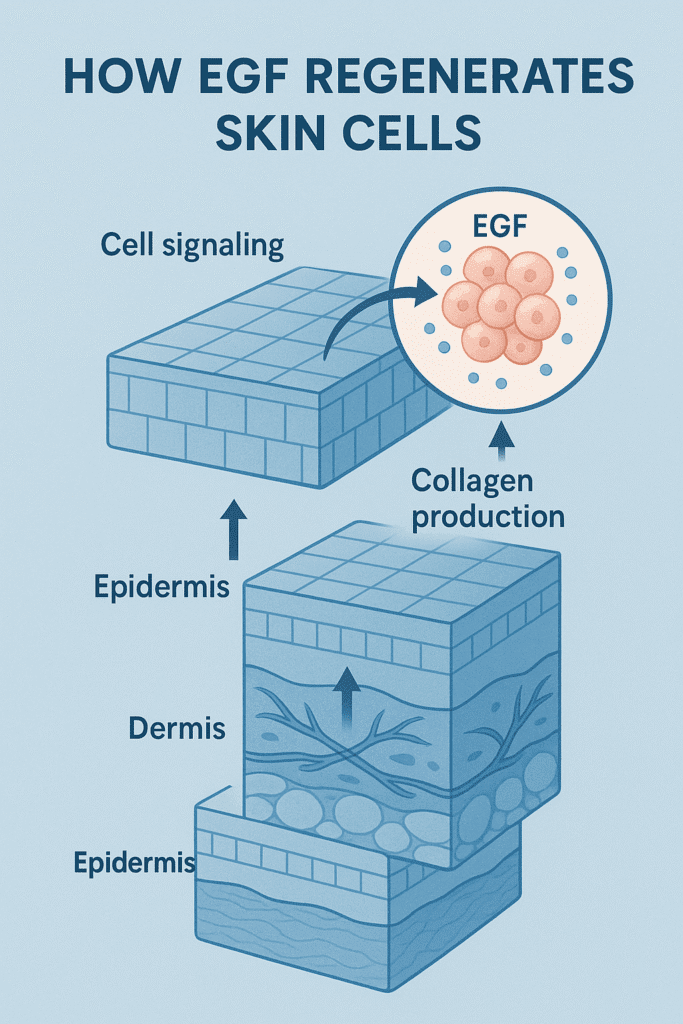 Careful Karma infographic on how epidermal growth factor in skincare regenerates skin cells