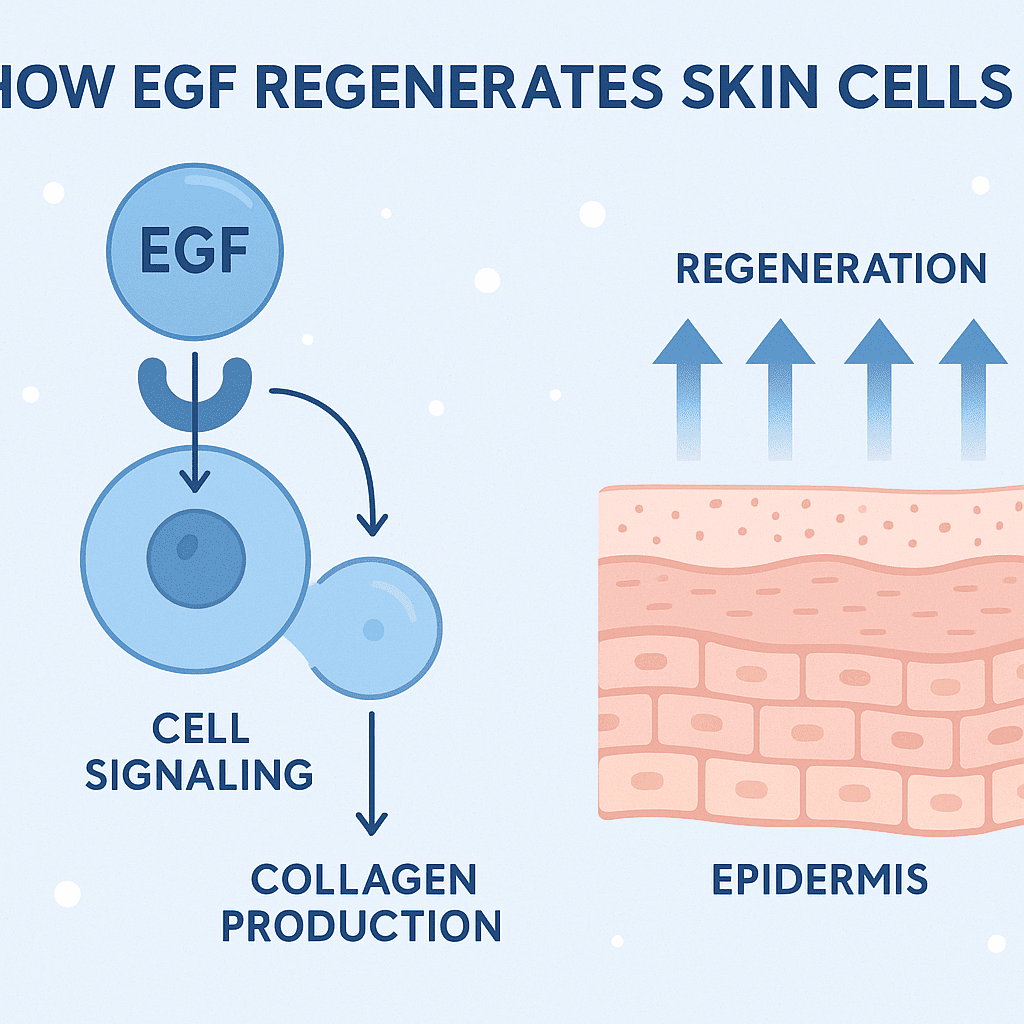 Careful Karma infographic on how epidermal growth factor in skincare regenerates skin cells